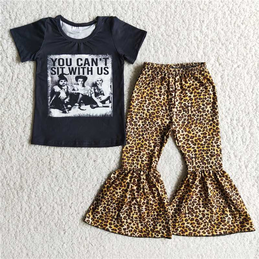 A0-23 Black Short Sleeve Top Leopard Print Lace
