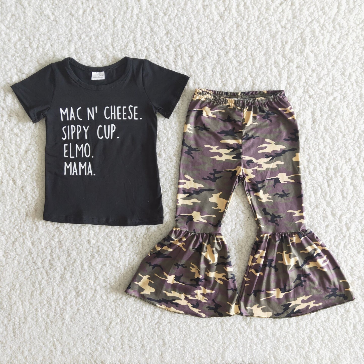 B4-4 Letter Short Sleeve Camo Pants Set