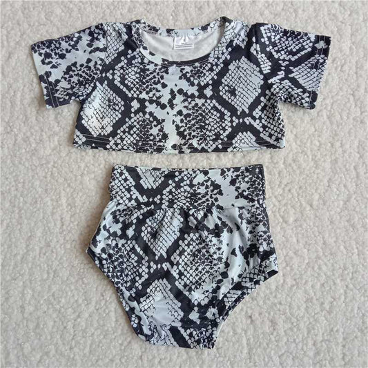 B12-12 Cropped Snakeskin Top Thong Set