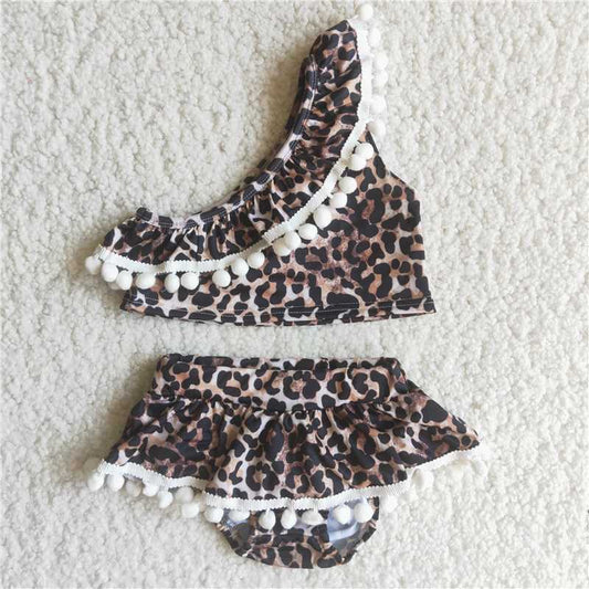 C2-12 Off-Shoulder Leopard Print Lace Two-Piece Swimsuit