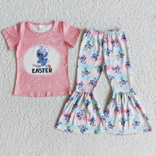 E9-19 Pink Short Sleeve Pants Set