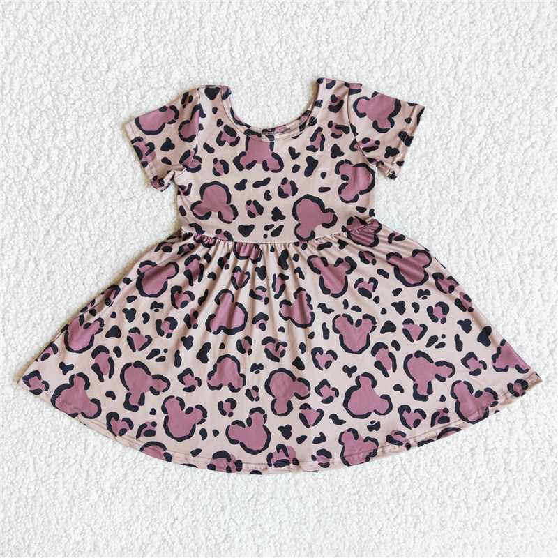 E13-13 Leopard Print Short Sleeve Skirt