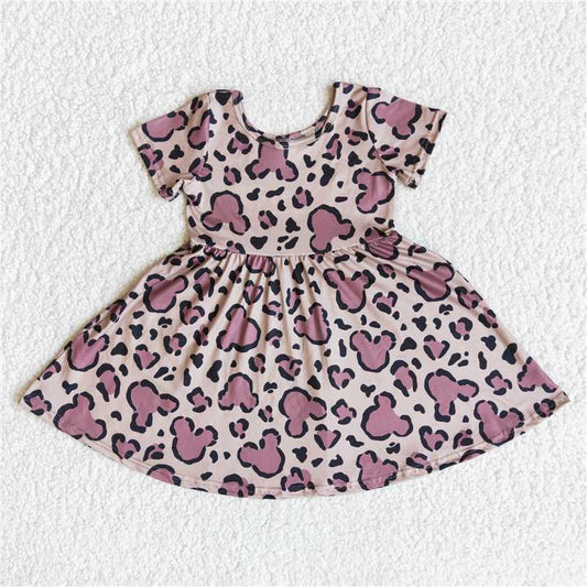 E13-13 Leopard Print Short Sleeve Skirt