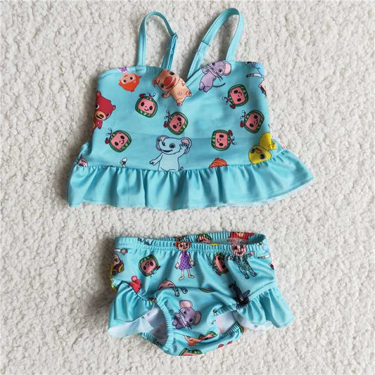B9-22 girl blue cartoon swimsuit suit