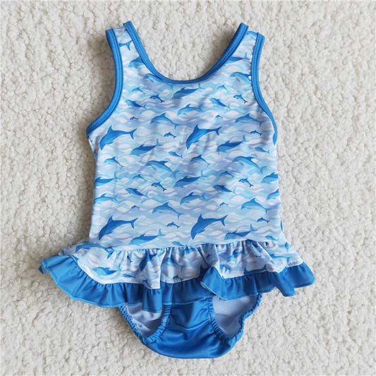 E13-28 New summer baby girls Dolphin Strap Bodysuit