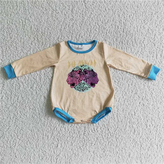 LR0135 Baby Girls Boys  Leopard Long Sleeve Bodysuit Romper