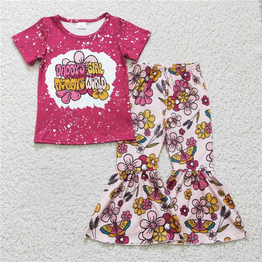 GSPO0414 Girl DADDY GIRL Butterfly Rose Red Short Sleeves