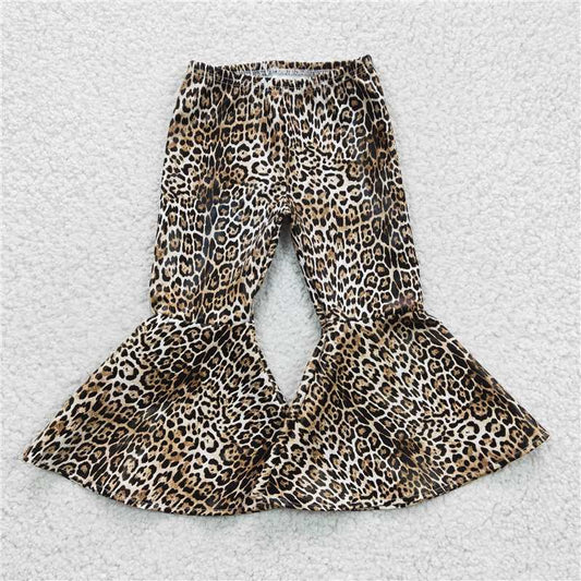 P0050 Leopard-print flared leather pants