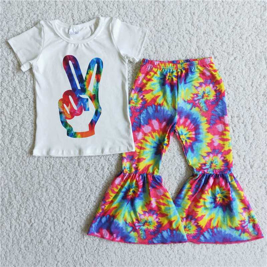 Aa-2 Gesture White Top Tie Dye Flared Pants