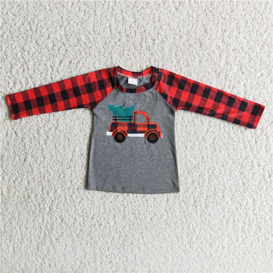 A33-2 Plaid Car Long Sleeve Top