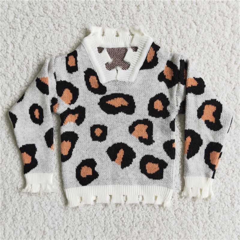 6 B5-3 leopard fringed sweater