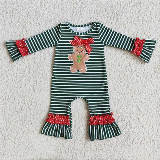 6 C10-6 Girls Bow Green Striped Bodysuit