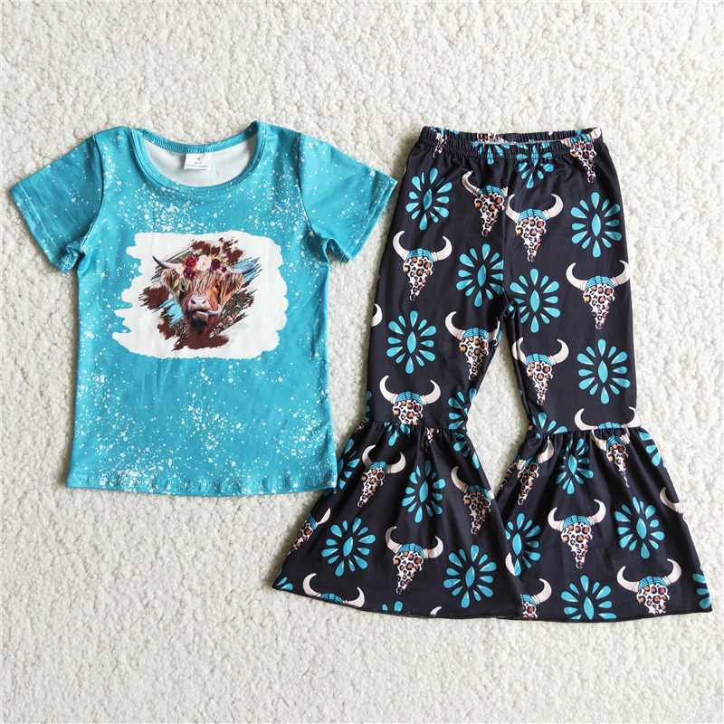D8-28 cows turquoise wild western girl outfit