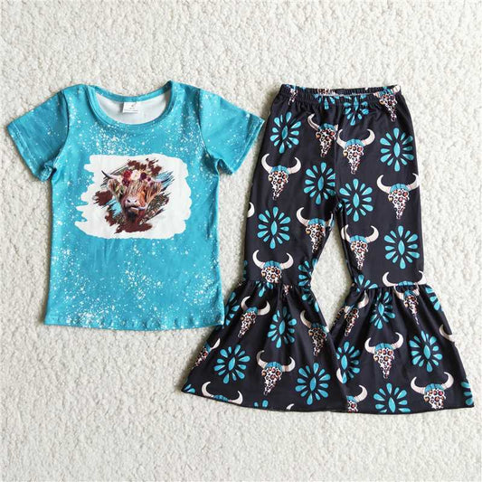 D8-28 cows turquoise wild western girl outfit