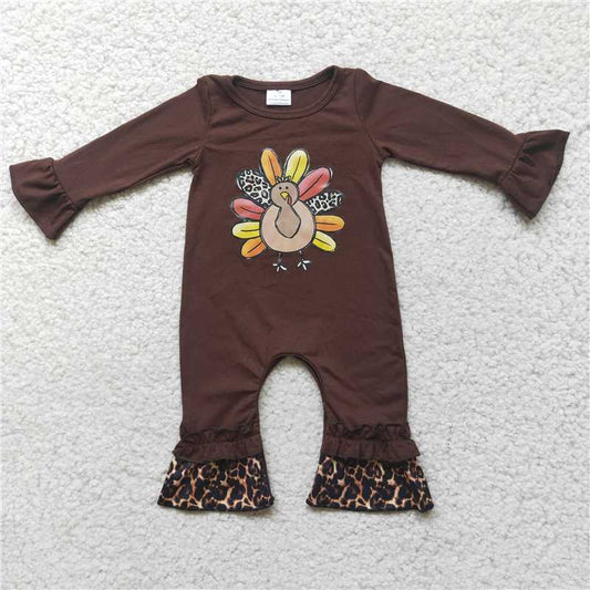 6 A2-6 Brown Offset Turkey Thanksgiving Leopard Bodysuit