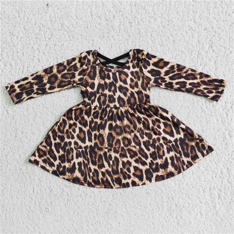 6 A15-30 Leopard Print Long Sleeve Dress