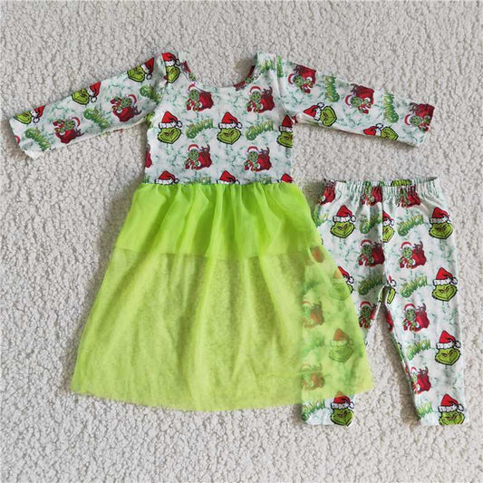 6 A12-19 GIRLS GRIN CHRISTMAS OUTFIT WITH TULLE