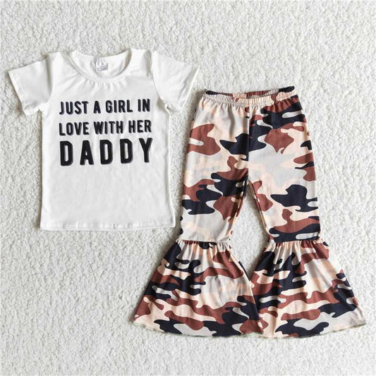 E8-20 White Short Sleeve Camo Flare Pants Set D 4.16