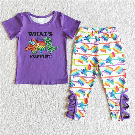 E6-19 Purple Short Sleeve Pants Set