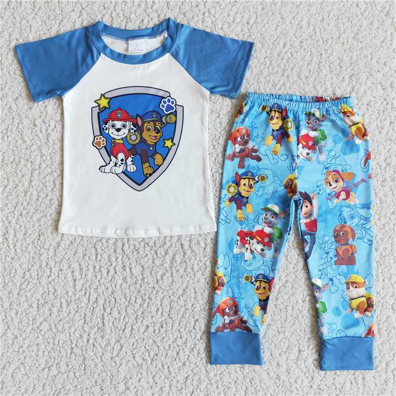 E6-11 Boys Blue Short Sleeve Trousers Suit