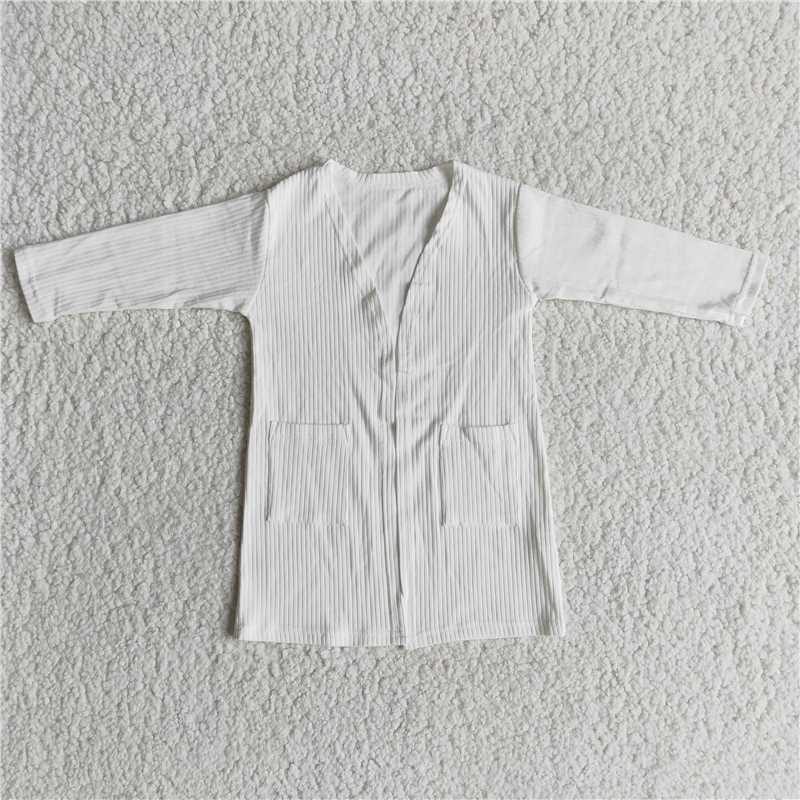 6 A31-5 White Wide Stripe Jacket Cardigan