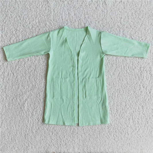 6 A31-4 Green Wide Stripe Jacket Cardigan
