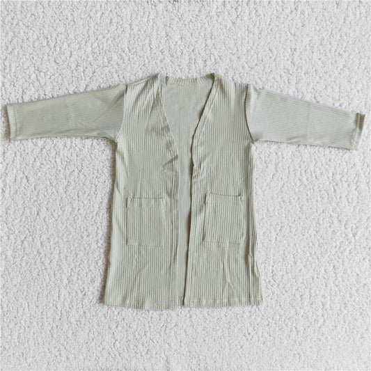 6 A31-26 Bean Green Wide Stripe Jacket Cardigan