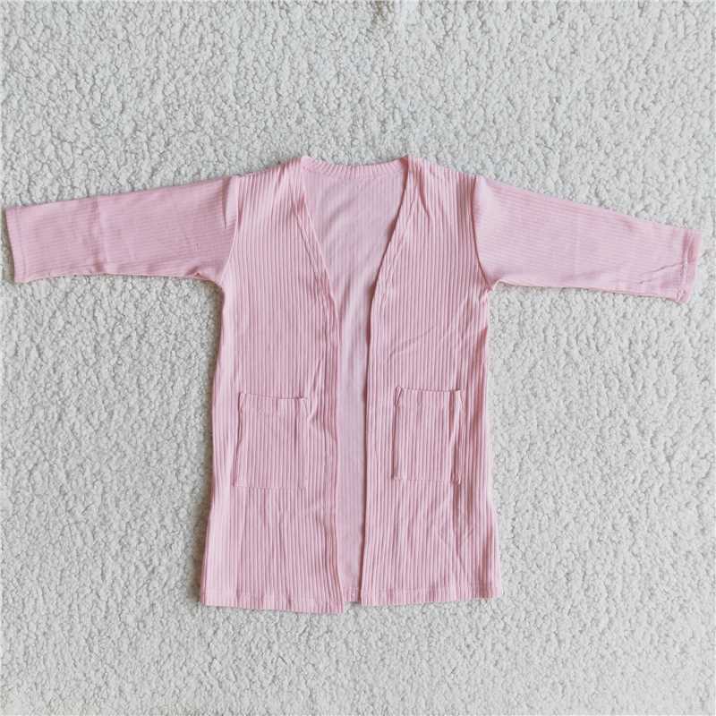 6 A31-26-1 Pink Wide Stripe Jacket Cardigan