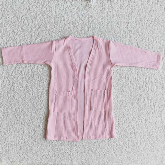 6 A31-26-1 Pink Wide Stripe Jacket Cardigan