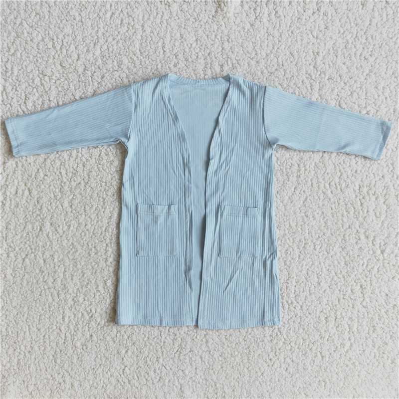 6 A31-16 Blue Wide Stripe Jacket Cardigan