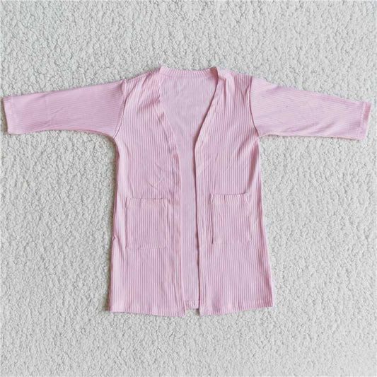 6 A31-13 Light Pink Wide Stripe Jacket Cardigan