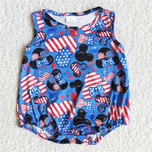 B15-11 boy cartoon blue romper