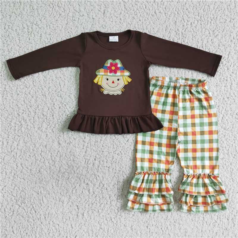 GLP0058 KIDS GIRLS EMBROIDERY SCARECROW OUTFIT