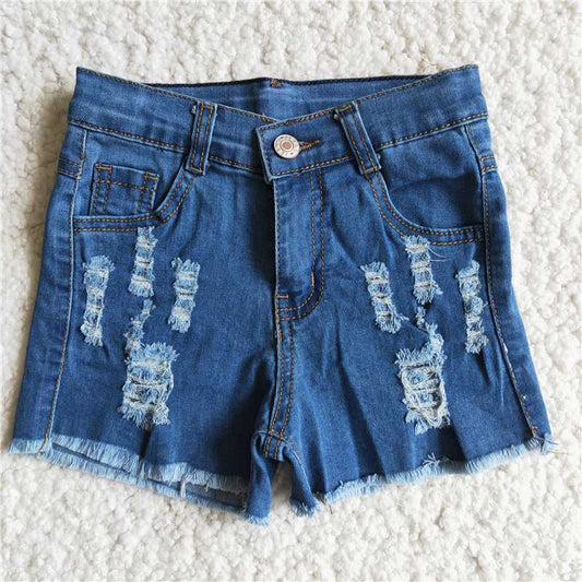 B6-2 denim ripped shorts