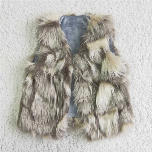 6 A21-15 Grey Plush Vest Jacket
