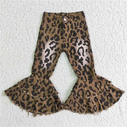 C4-7 New fashion Bleached leopard double jeans