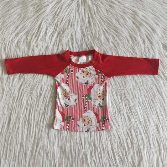 C6-8 Santa Striped Red Long Sleeve Top