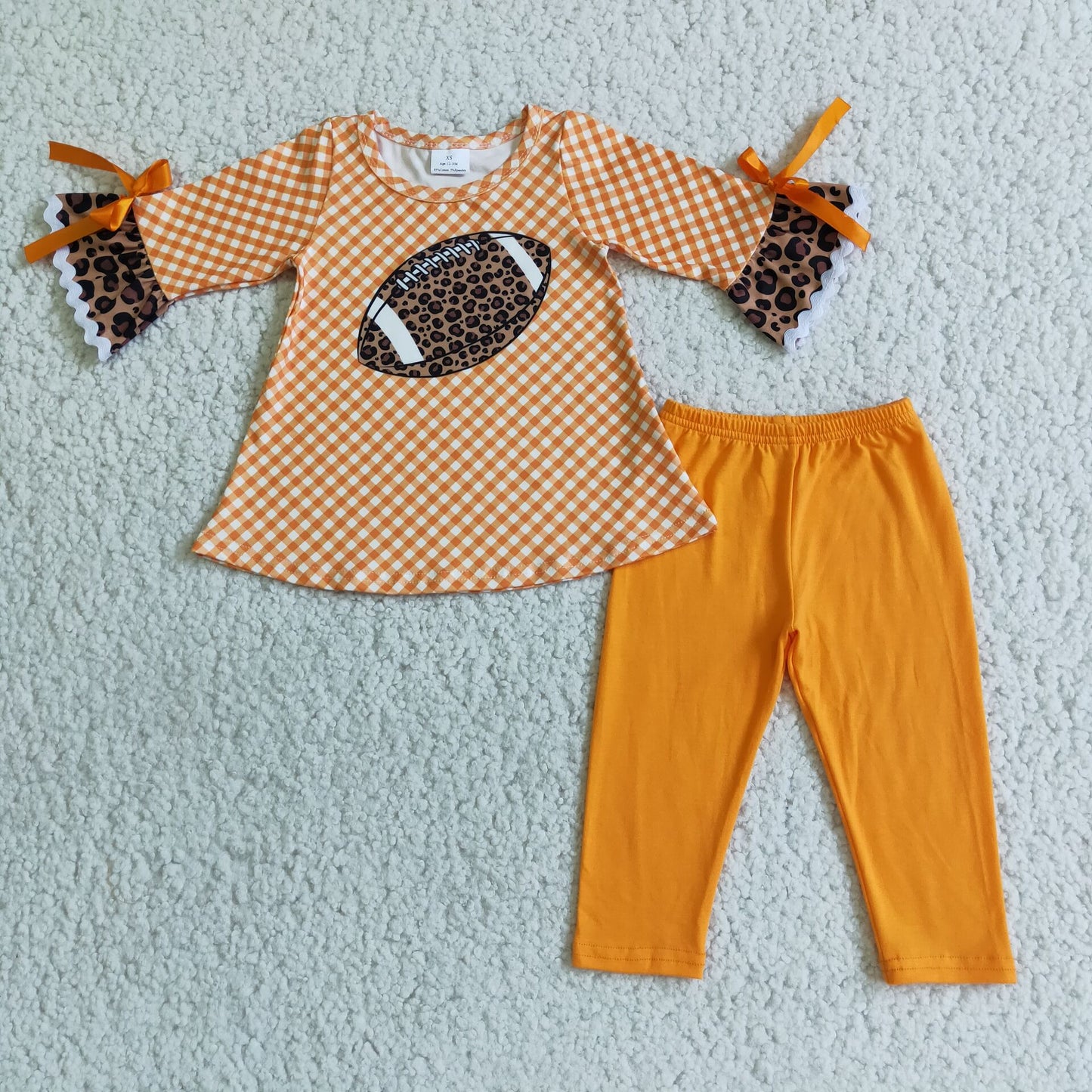 6 A7-14 Orange Lace Cuff Top Orange Pant Set