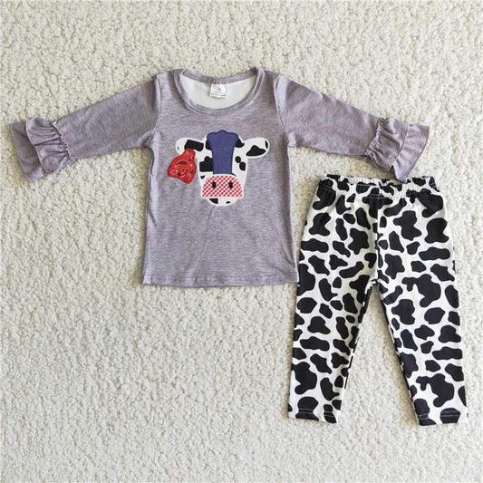 6 A5-1 Cow Grey Long Sleeve Speckled Trousers Set