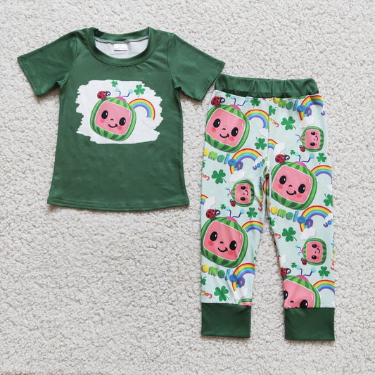 D5-2 boy cartoon watermelon short-sleeved trousers suit