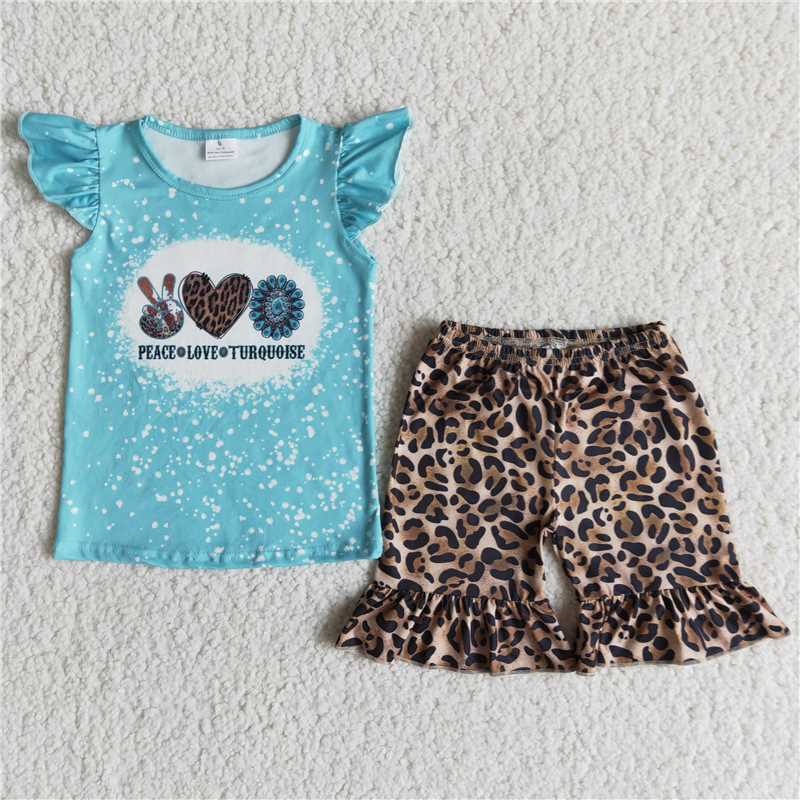 A15-2 Gesture Heart Leopard Shorts Set