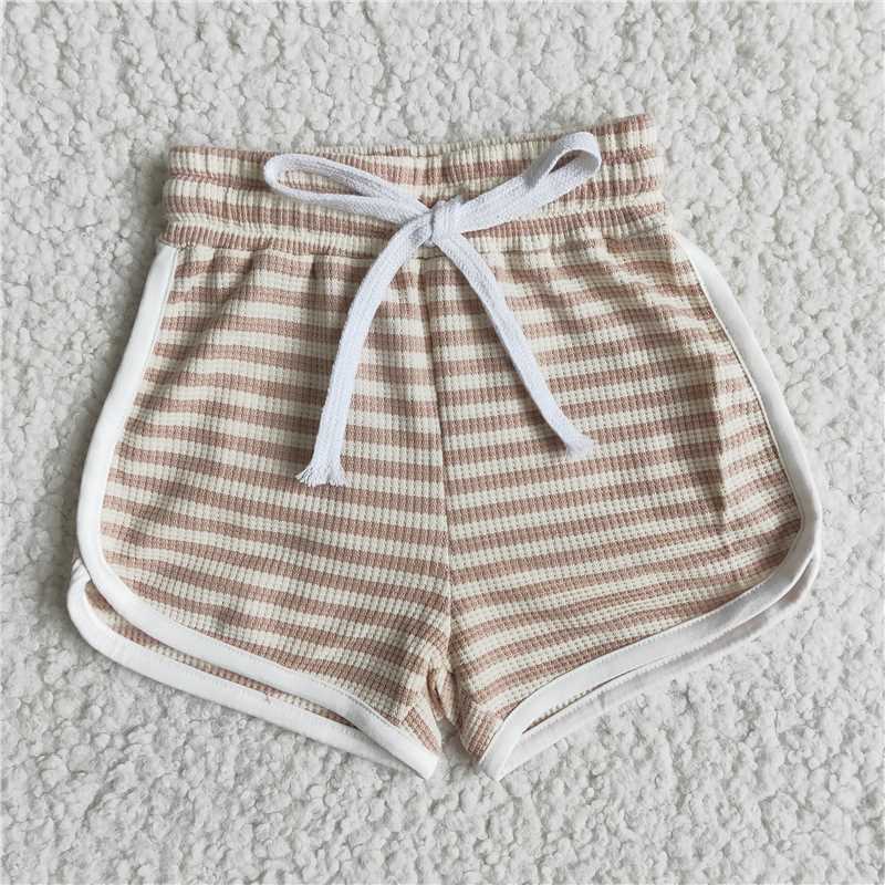 B3-30 Khaki Striped Lace-Up Shorts