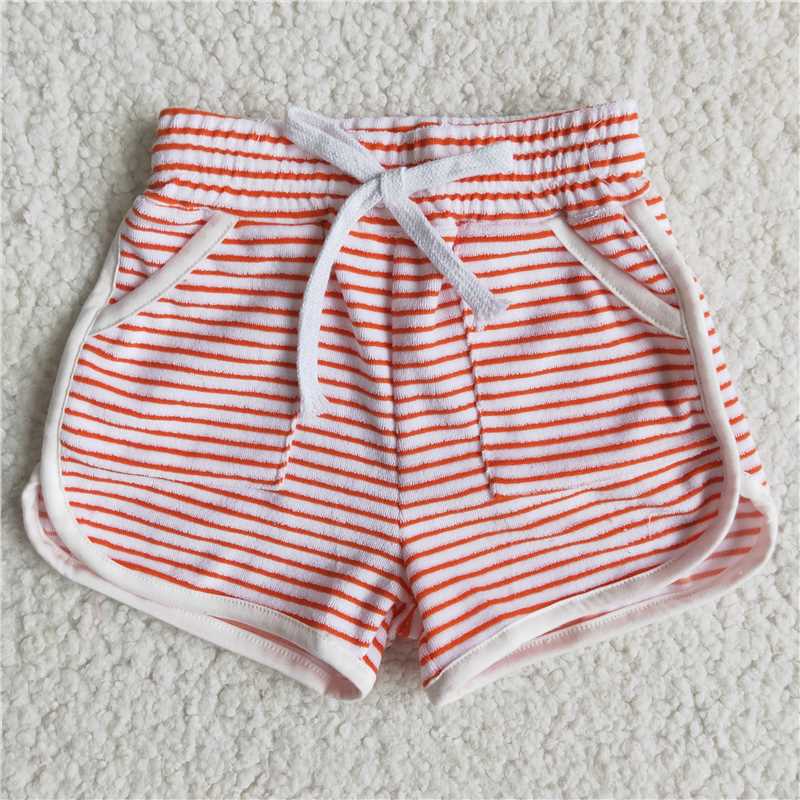 B0-23 Orange Pinstripe Pocket Shorts