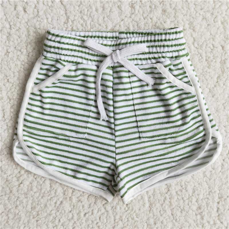 B0-19-1 Green Pinstripe Pocket Shorts