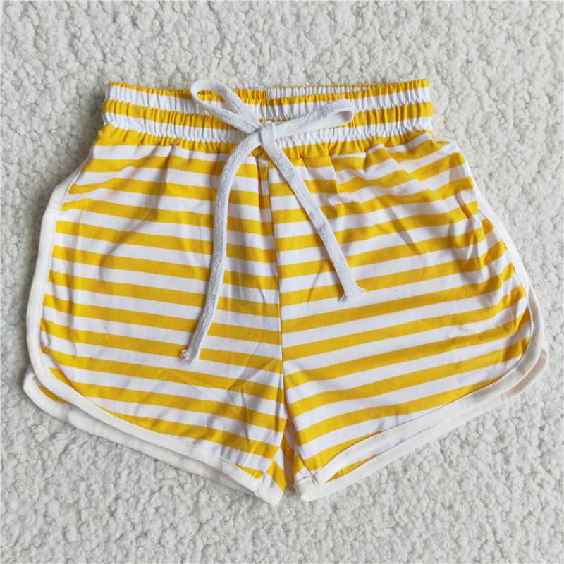 B5-30 Yellow Wide Stripe Lace-Up Shorts