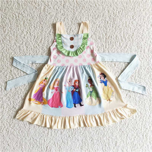 GSd0018 girls Blue Sling Tie Dress