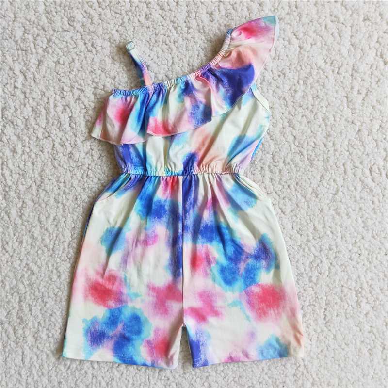 A4-23 New summer Cross-strap mixed-color two-pocket bodysuit