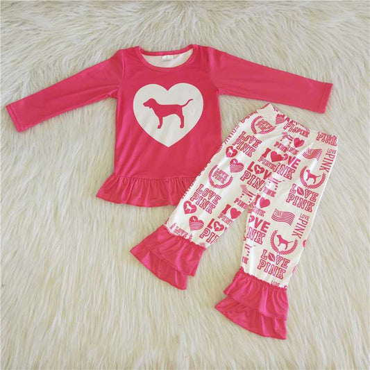 6 A26-13 PINK rose red love puppy letter lace trousers