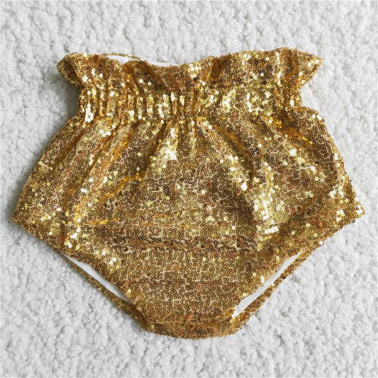 D9-3 Gold sequin glitter thong