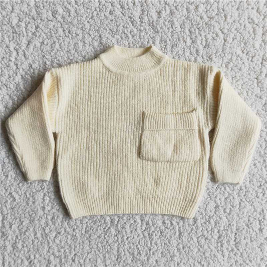 6 B13-39 White Pocket Sweater